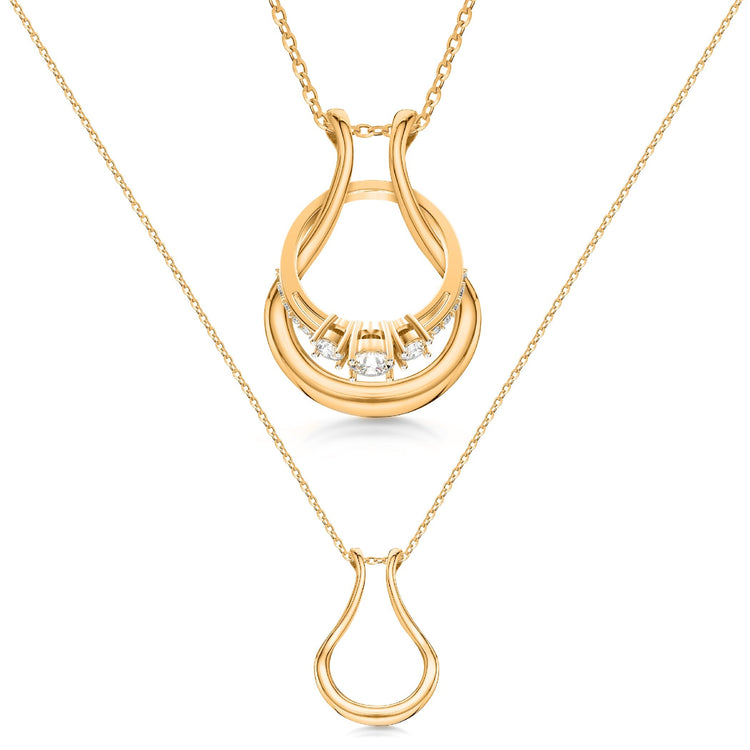 Patented Ring Holder Necklace - .925 Sterling Silver - Gold Plated