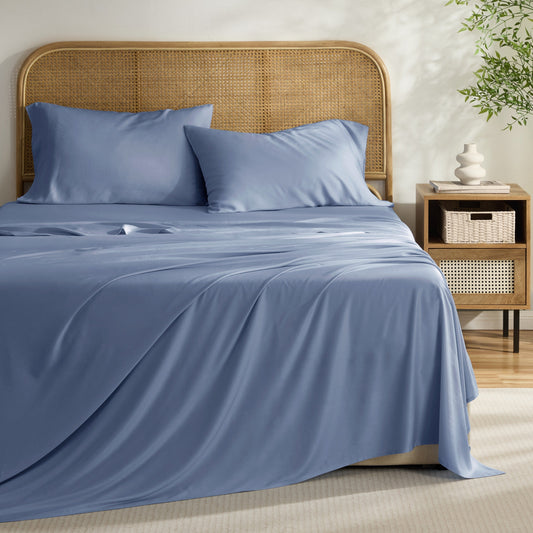 Kathy Ireland 4-Piece Cooling Bamboo Blend Sheet Set - Denim
