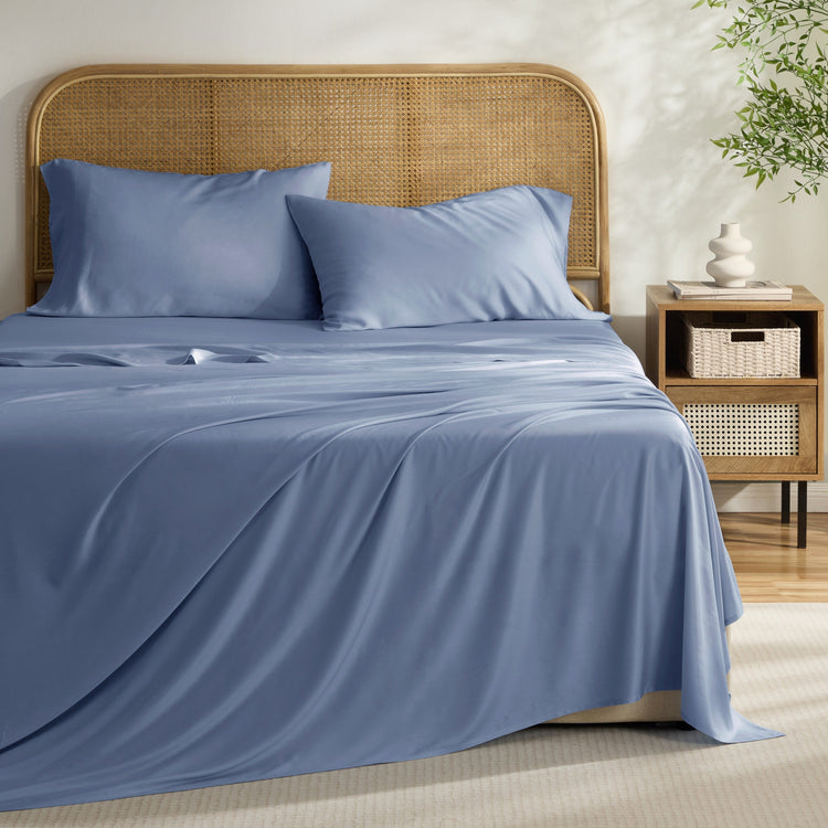 Kathy Ireland 4-Piece Cooling Bamboo Blend Sheet Set - Denim