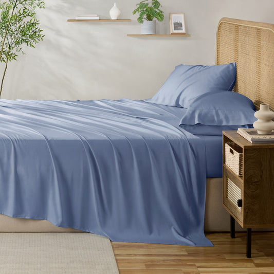 Kathy Ireland 4-Piece Cooling Bamboo Blend Sheet Set - Denim