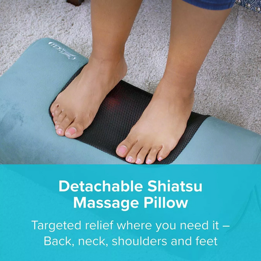 Green massage mat with control panel on a white background, featuring the eZwell brand.
