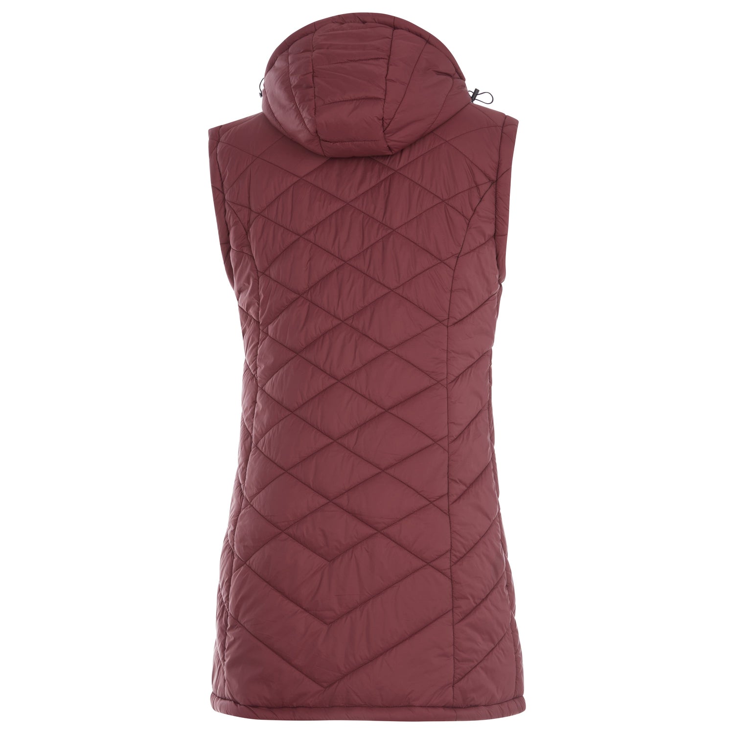 Quilted vest with a hood on a white background