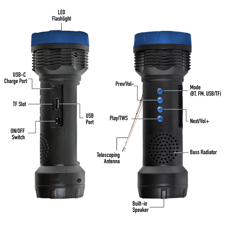 Solar Rechargeable Emergency Flashlight