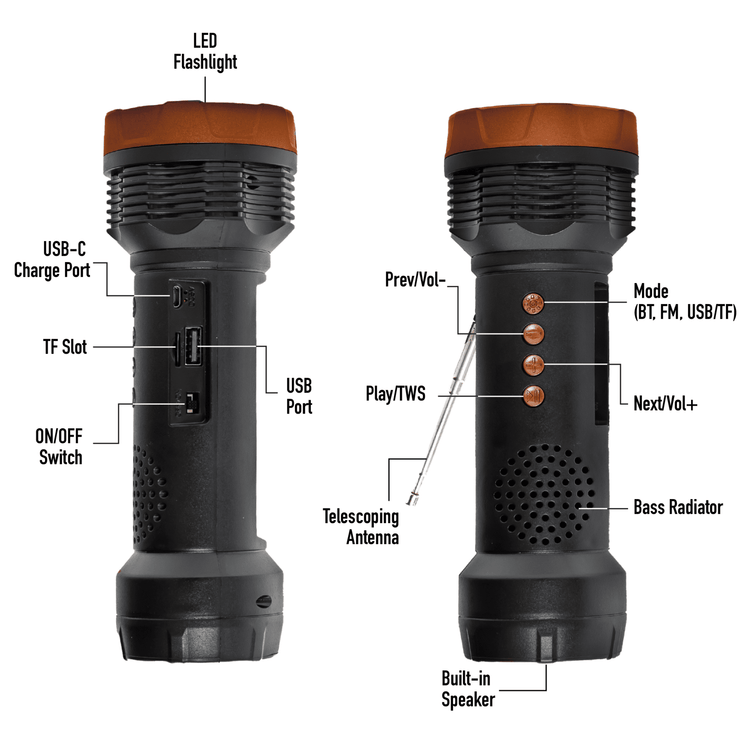Solar Rechargeable Emergency Flashlight