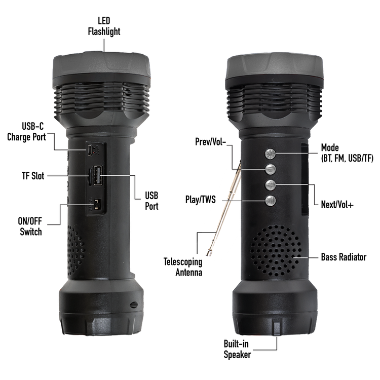 Solar Rechargeable Emergency Flashlight