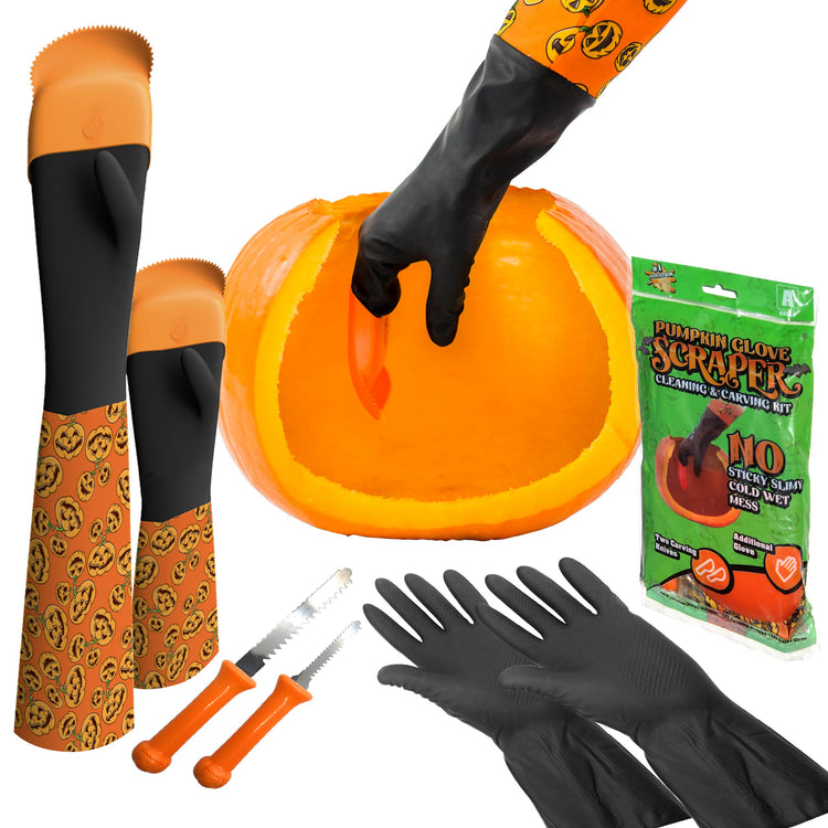 Adult + Kids Family Combo Pumpkin Glove Scraper Kit