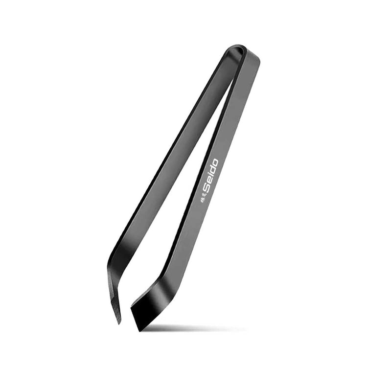 Fish-bone tweezer (4.75 in / 120 mm) with slanted gripping ends on a white background.