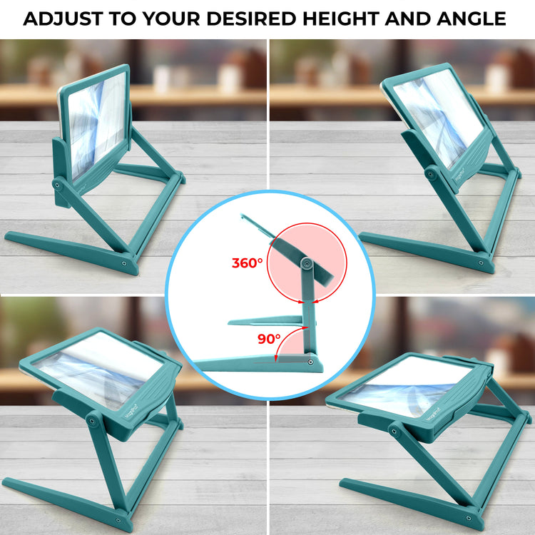 5x LED Page Magnifier with 3 Color Light Modes & Detachable Hands-Free Stand