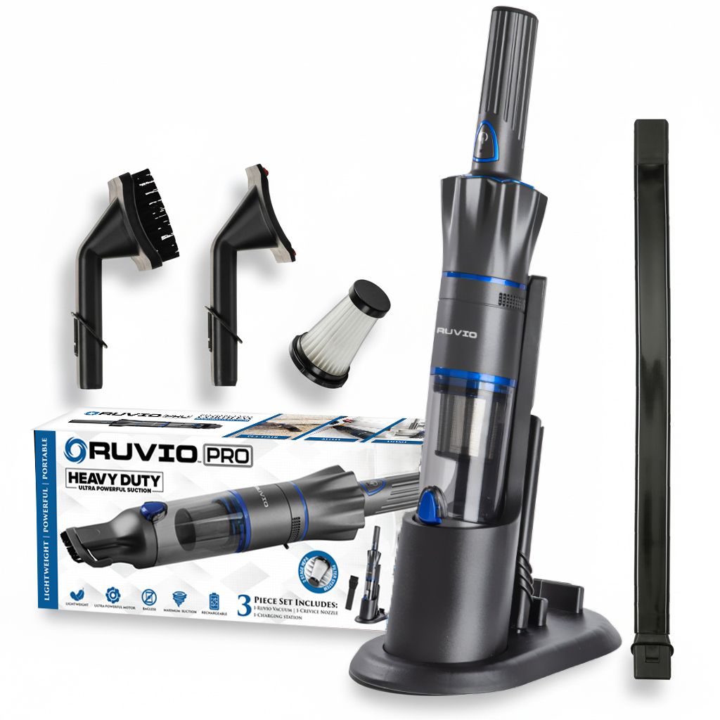 Ruvio Pro heavy-duty vacuum cleaner set with attachments on a white background