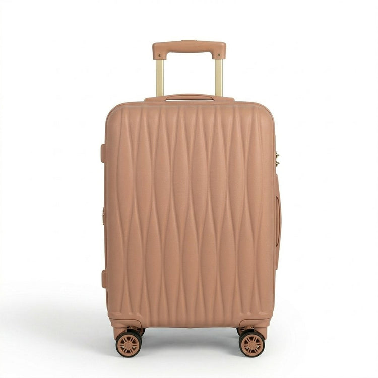 Brown suitcase with a textured surface on a white background
