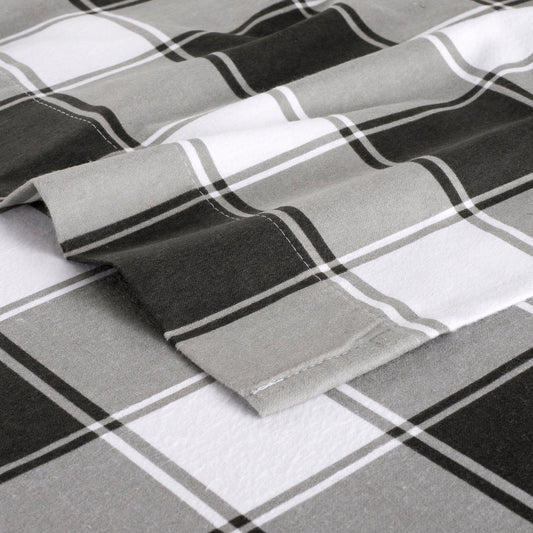 Kathy Ireland 100% Turkish Cotton Flannel Sheet Set - Gingham Plaid
