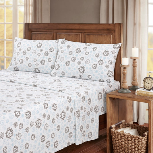 Kathy Ireland 100% Turkish Cotton Flannel Sheet Set - Gray Blue Frost