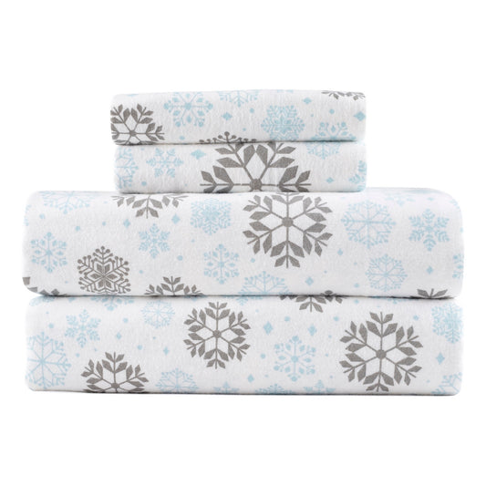 Kathy Ireland 100% Turkish Cotton Flannel Sheet Set - Gray Blue Frost