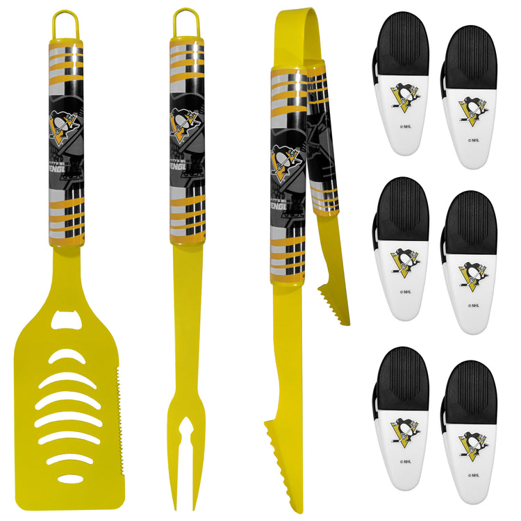 NHL 9 pc Tailgate set w/3 Color BBQ Tools and 6 chip Clips