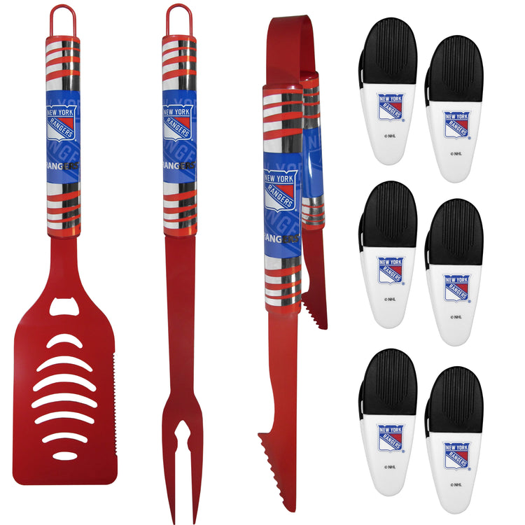 NHL 9 pc Tailgate set w/3 Color BBQ Tools and 6 chip Clips