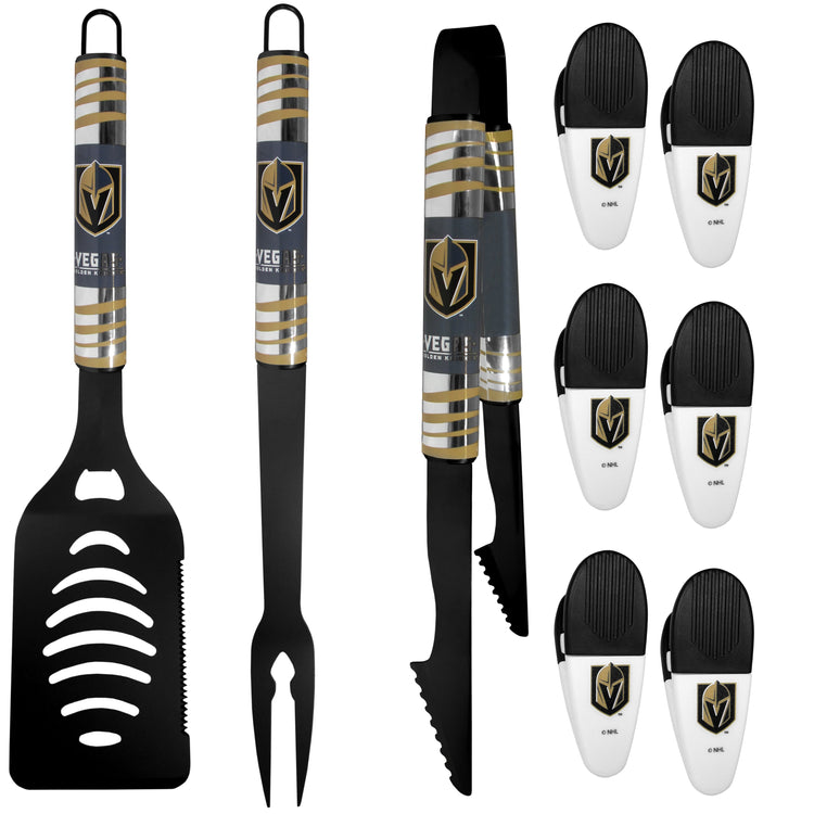 NHL 9 pc Tailgate set w/3 Color BBQ Tools and 6 chip Clips