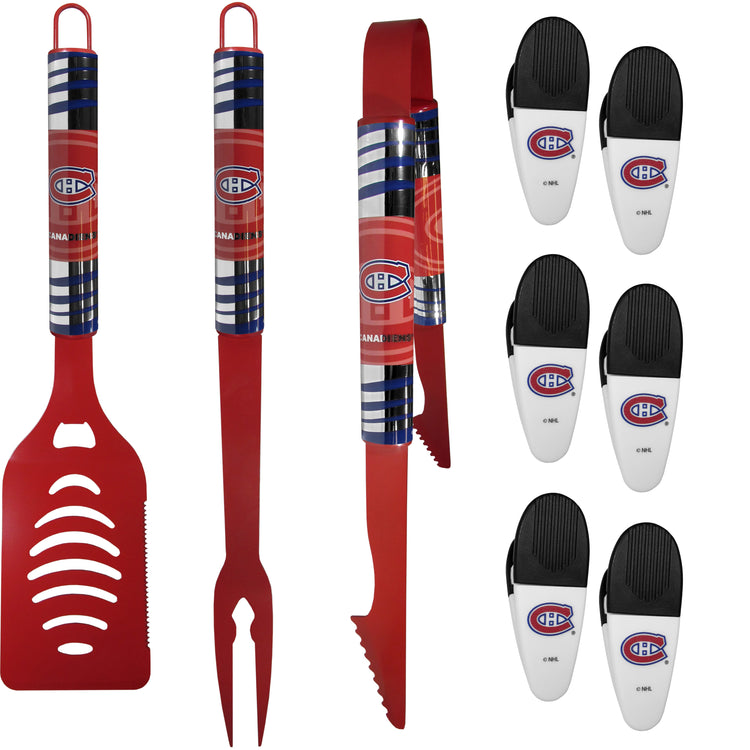 NHL 9 pc Tailgate set w/3 Color BBQ Tools and 6 chip Clips