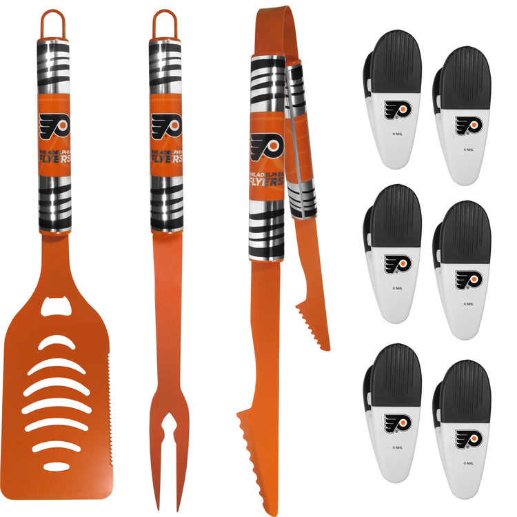 NHL 9 pc Tailgate set w/3 Color BBQ Tools and 6 chip Clips