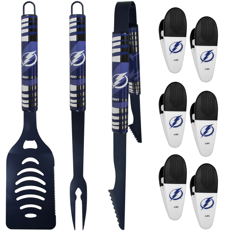 NHL 9 pc Tailgate set w/3 Color BBQ Tools and 6 chip Clips