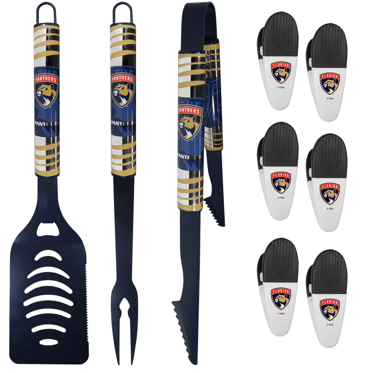 NHL 9 pc Tailgate set w/3 Color BBQ Tools and 6 chip Clips