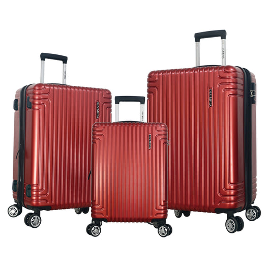 Gulliver 3-Piece Expandable Hardcase Luggage Set with TSA Lock - Deep Red