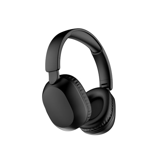 Black headphones on a white background