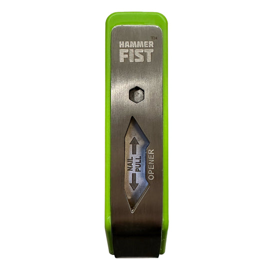 Green and black hammer fist 7 in 1 multi tool on a white background
