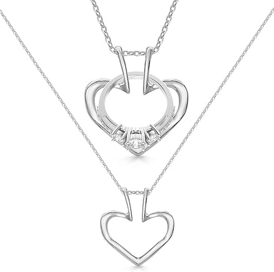 Patented Ring Holder Necklace - Stainless Steel - Silver
