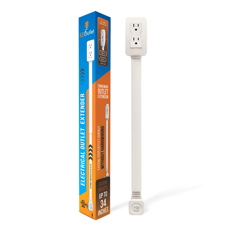 EZ Outlet Electrical Outlet Extender - White