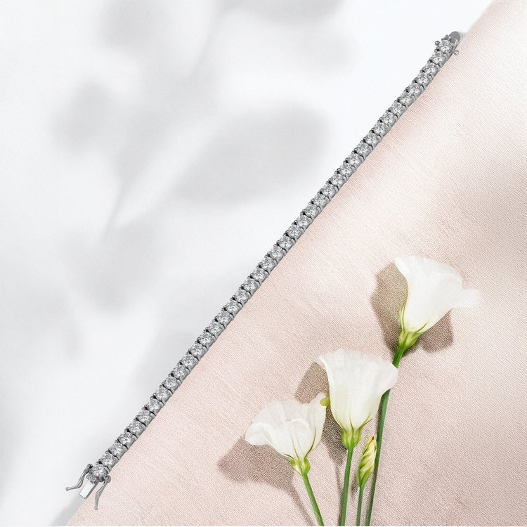 Ice by Jardin Sterling silver 4mm Round CZ Tennis Bracelet