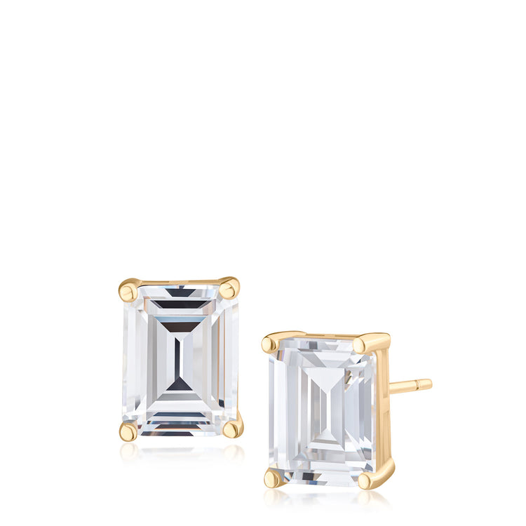 Ice by Jardin Emerald Cut Stud Earring Gold