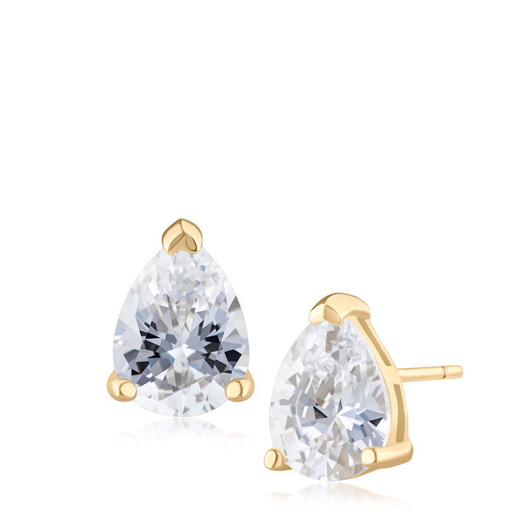 Ice by Jardin Gold Plate over Sterling Pear Stud Earring