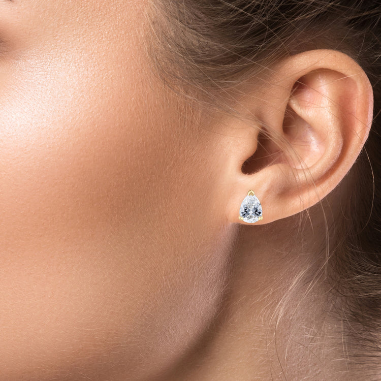 Ice by Jardin Gold Plate over Sterling Pear Stud Earring