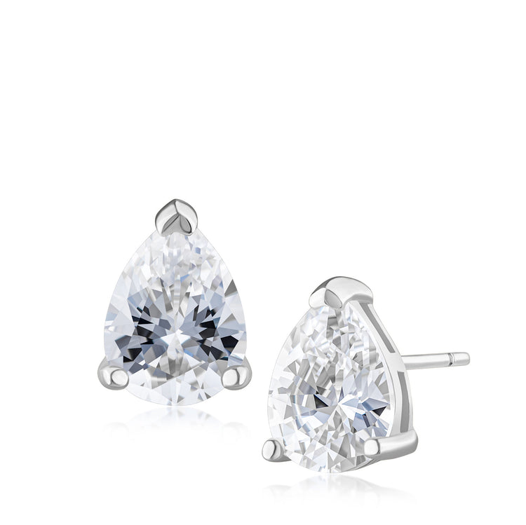 Ice By Jardin Sterling Silver Pear Stud Earring
