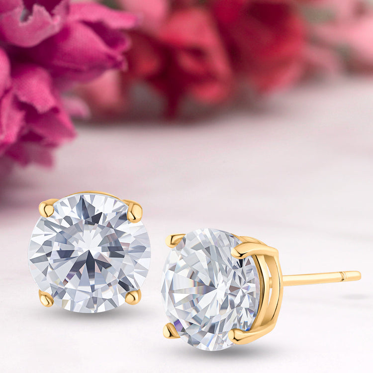 Ice by Jardin Gold plate over Sterling Silver Round Stud Earring