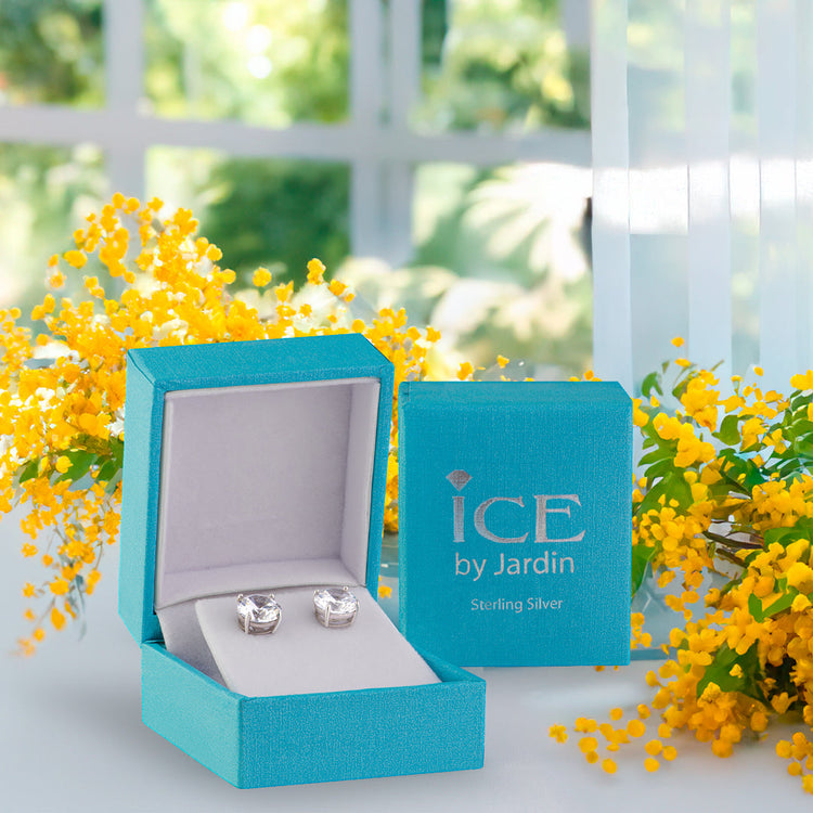 Ice By Jardin Steriling Silver Round Stud Earring