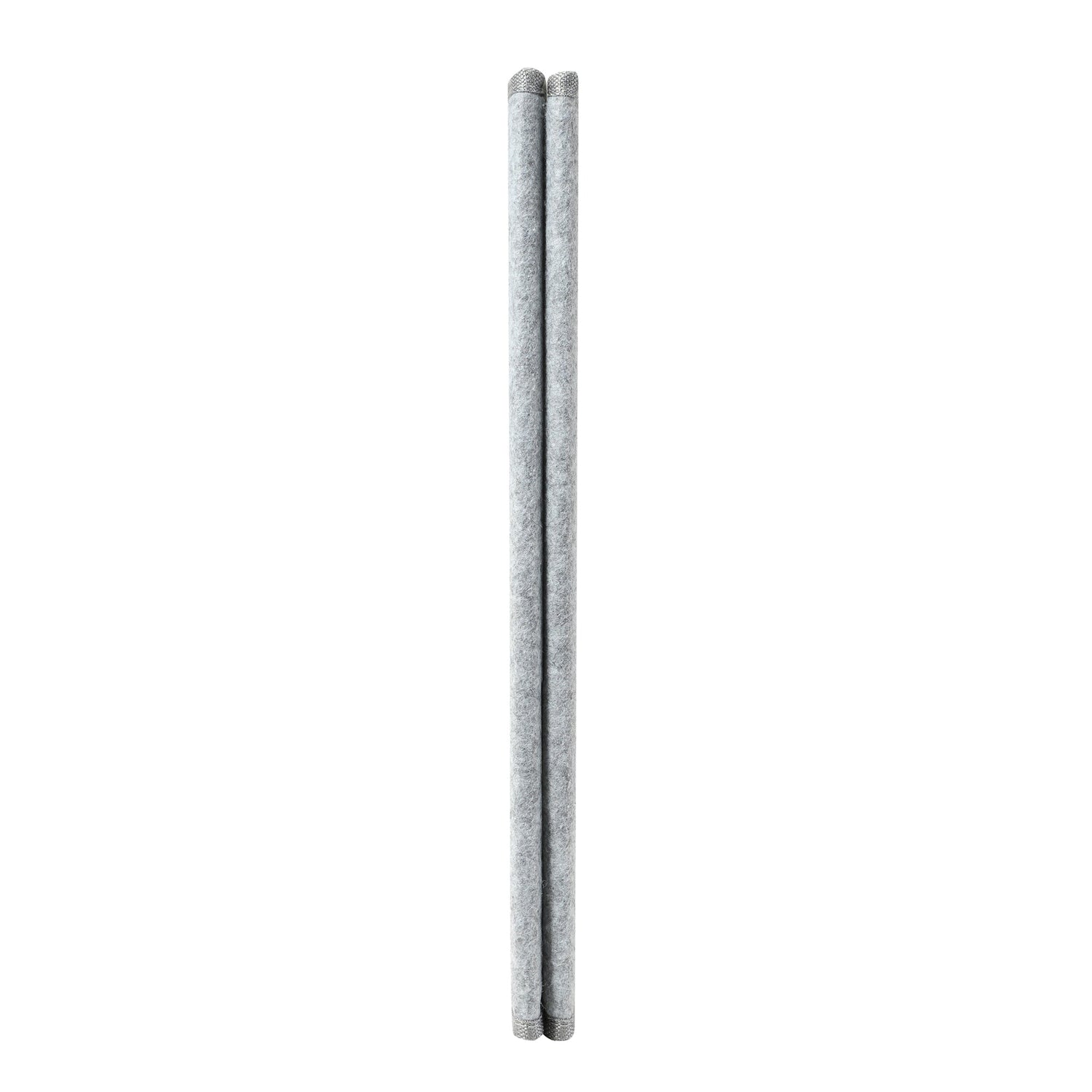 Two metallic cylindrical objects on a white background