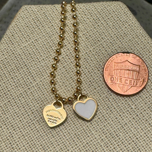 DOUBLE HEARTS ON BALL CHAIN - GOLD