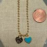 DOUBLE HEARTS ON BALL CHAIN - GOLD