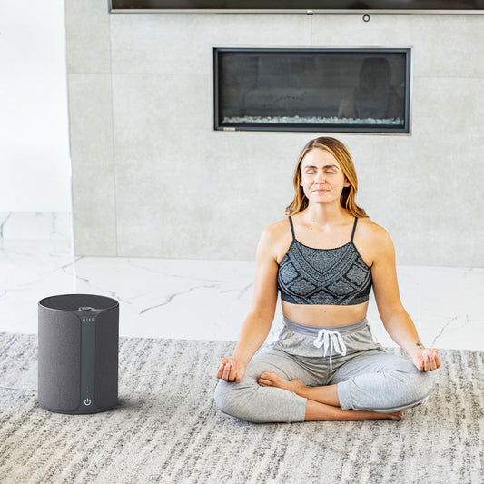 Miko smart device with smartphone displaying app interface on a white background