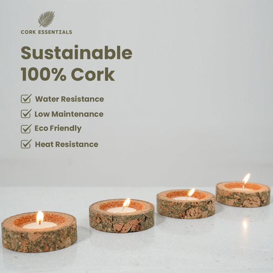 Set of four stone-look candles on a white background