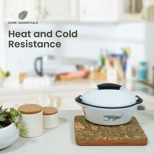 Square cork board with a rope handle on a white background