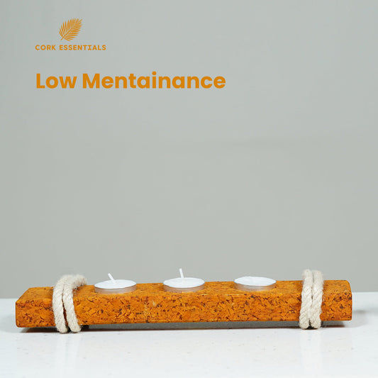 Cork board with three holes and a rope handle on a white background