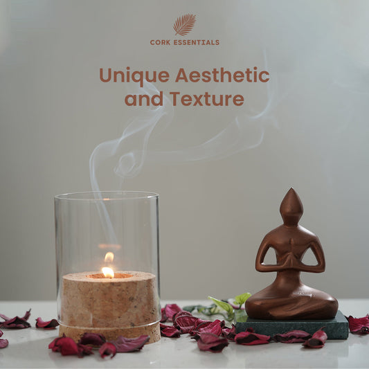 Two candle holders with candles inside on a white background