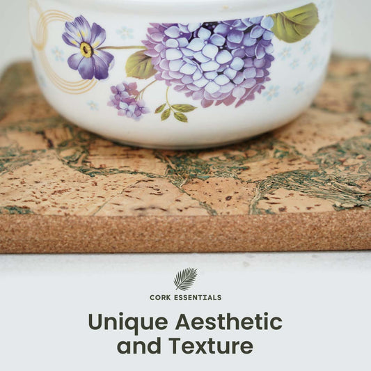 Square cork board with a rope handle on a white background