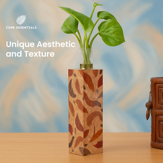 Decorative vase with a plant on a white background