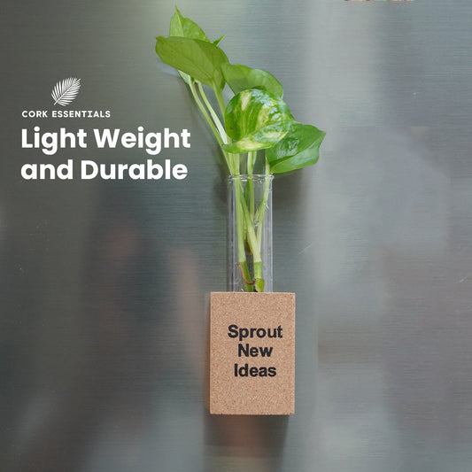 Green potted plant in a pot with 'Sprout New Ideas' text on a white background