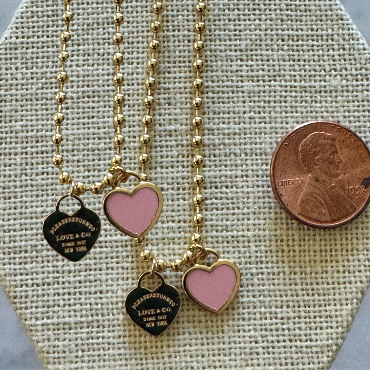 DOUBLE HEARTS ON BALL CHAIN - Buy 1 Get 1