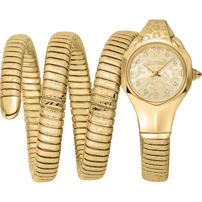 Just Cavalli Women’s Gold Stainless Steel Snake Watch with Champagne dial - Gold