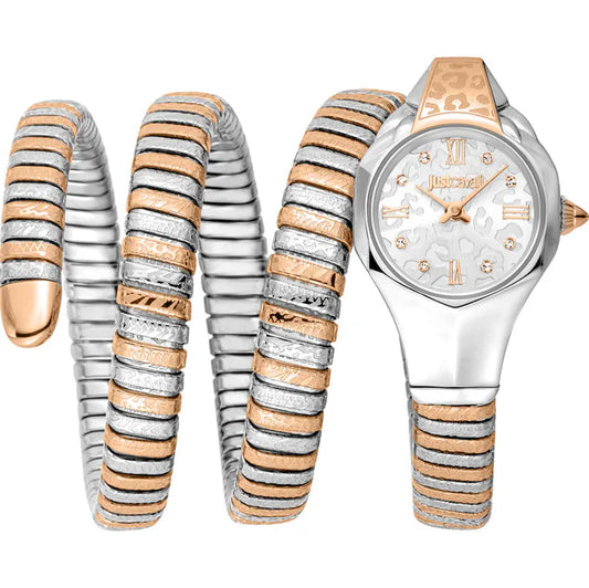 Just Cavalli Women's Two Tone Rose Gold/Silver Watch with Silver Dial - two tone rose gold/ss